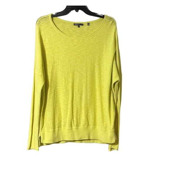 Vince Vibrant Yellow Lightweight Sweater Split Hem Size Large - Picture 2 of 8